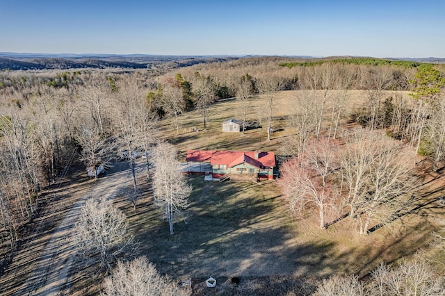 bird's eye view with a forest view and a rural view