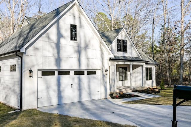 exterior space featuring a garage