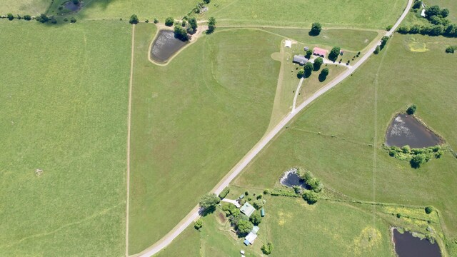 bird's eye view with a rural view and a water view