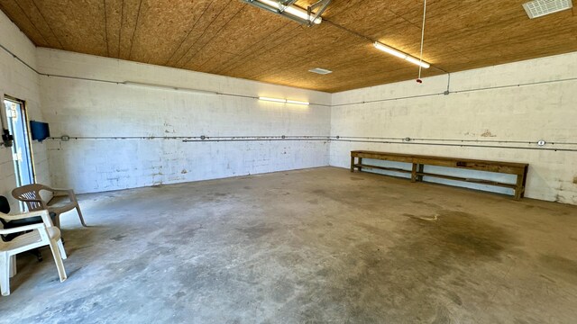 garage with wooden ceiling