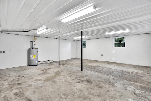 basement with water heater