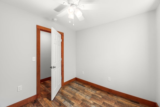 804 Eastanallee Ave, Athens, TN 37303 - unfurnished bedroom with a ceiling fan, baseboards, and dark wood finished floors