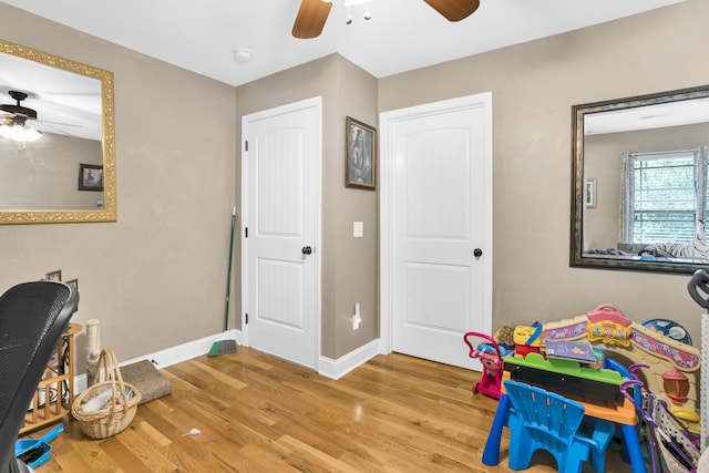 playroom featuring hardwood / wood-style floors