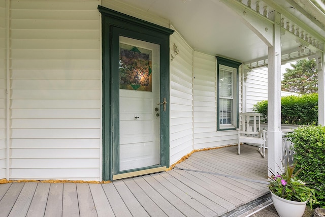 deck featuring covered porch