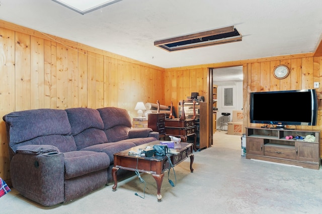 9712 Birchwood Pike, Harrison, TN 37341 - living room with wooden walls and concrete floors