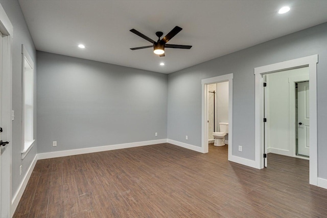 1318 Unity Dr NE, Cleveland, TN 37312 - unfurnished bedroom featuring wood finished floors, recessed lighting, baseboards, ensuite bath, and a ceiling fan