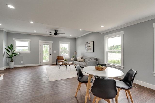1318 Unity Dr NE, Cleveland, TN 37312 - dining space with ornamental molding, healthy amount of natural light, recessed lighting, a ceiling fan, and baseboards