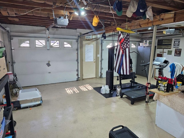 garage with a garage door opener