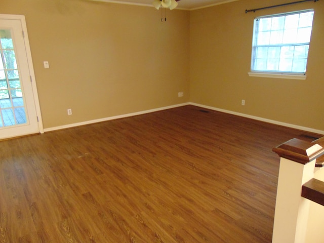 668 Mount Zion Rd NW, Georgetown, TN 37336 - spare room featuring a ceiling fan, wood finished floors, and ornamental molding