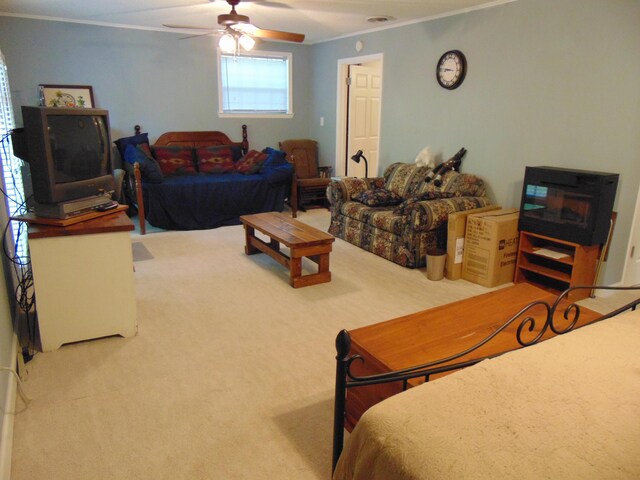 668 Mount Zion Rd NW, Georgetown, TN 37336 - bedroom featuring crown molding, carpet, and ceiling fan