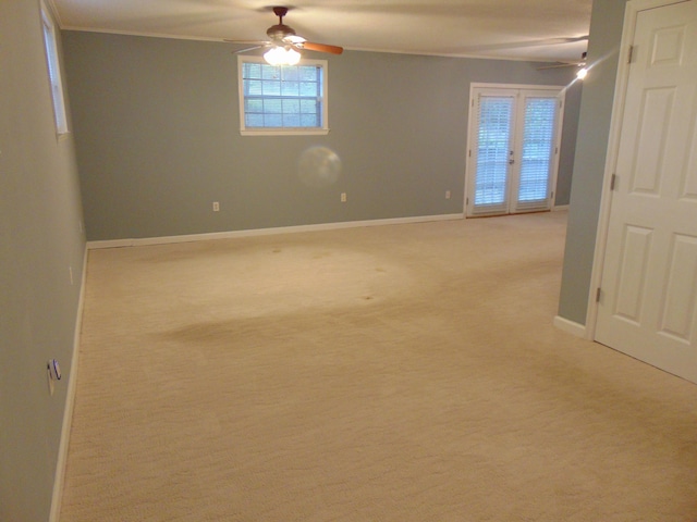 668 Mount Zion Rd NW, Georgetown, TN 37336 - unfurnished room featuring ceiling fan, light carpet, and ornamental molding