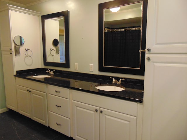668 Mount Zion Rd NW, Georgetown, TN 37336 - bathroom with double vanity and ornamental molding