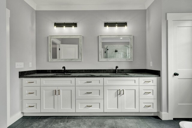 foyer entrance with dark wood-style floors, crown molding, recessed lighting, baseboards, and stairs