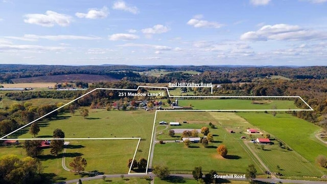 bird's eye view featuring a rural view