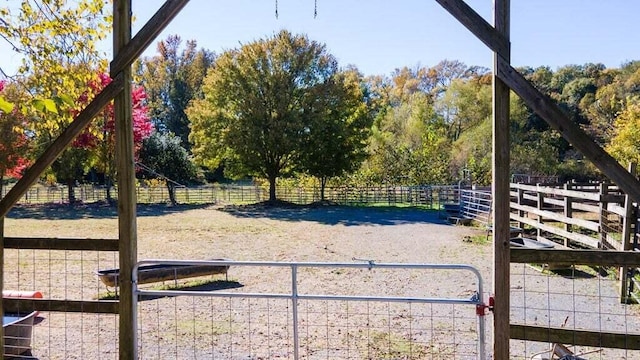 view of yard with a rural view