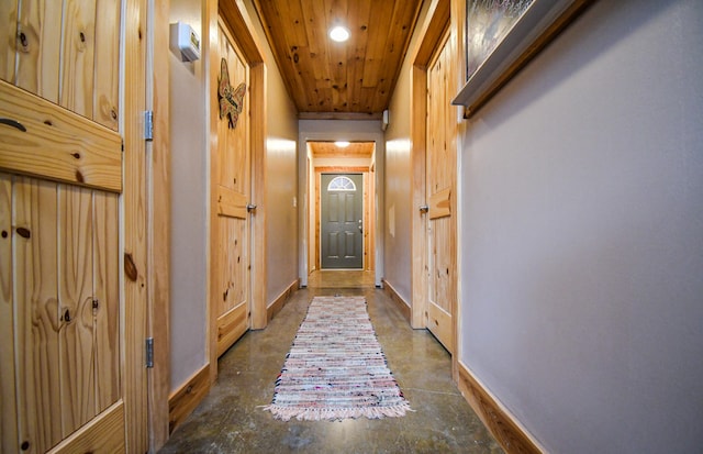 corridor with wooden ceiling