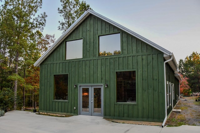 view of outbuilding with french doors