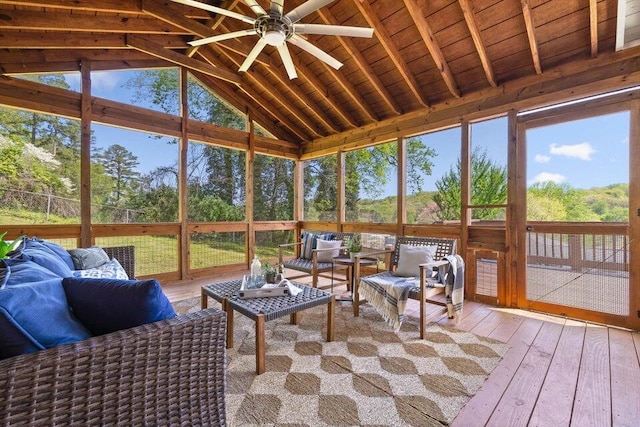 205 W Daytona Dr, Chattanooga, TN 37415 - sunroom / solarium featuring outdoor lounge area, ceiling fan, and lofted ceiling