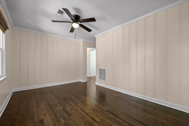 205 W Daytona Dr, Chattanooga, TN 37415 - spare room featuring dark wood finished floors, a ceiling fan, and ornamental molding