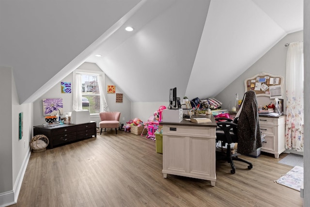 3914 Dogwood Valley Rd, Tunnel Hill, GA 30755 - office space with light wood finished floors, baseboards, vaulted ceiling, and recessed lighting