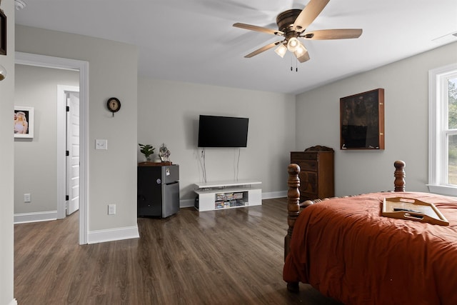 3914 Dogwood Valley Rd, Tunnel Hill, GA 30755 - bedroom with a ceiling fan, dark wood-type flooring, baseboards, and visible vents