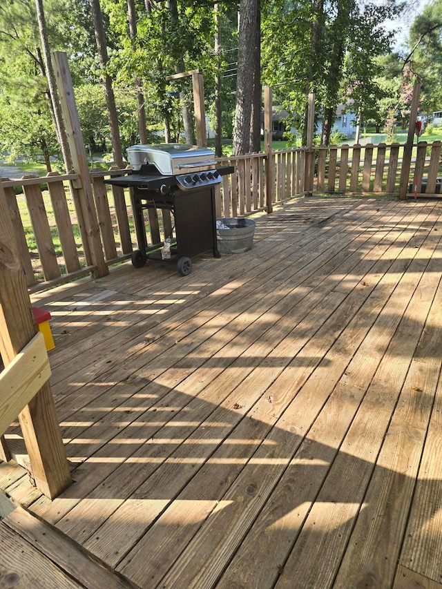 deck featuring area for grilling