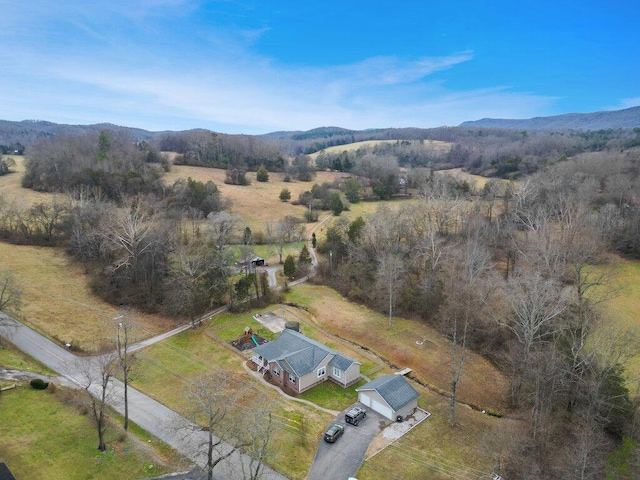 drone / aerial view with a mountain view