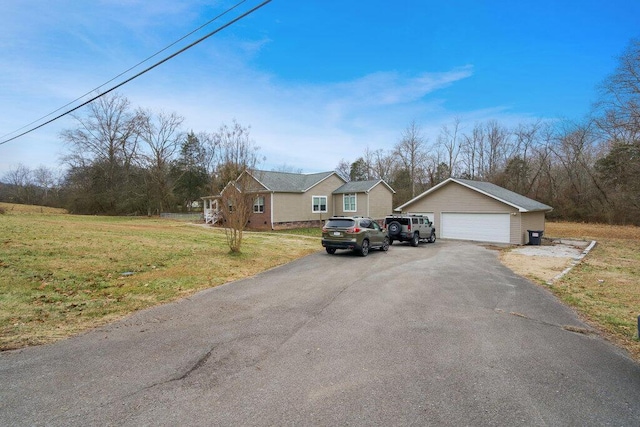 view of front of property with a front lawn