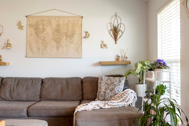 living room featuring a wealth of natural light