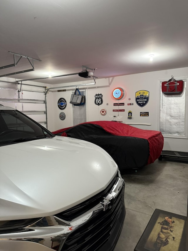 garage with a garage door opener