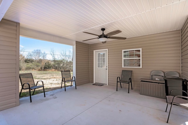 view of patio with ceiling fan