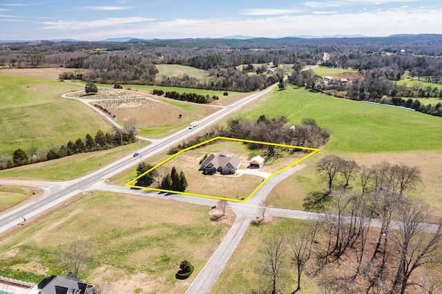 drone / aerial view featuring a rural view