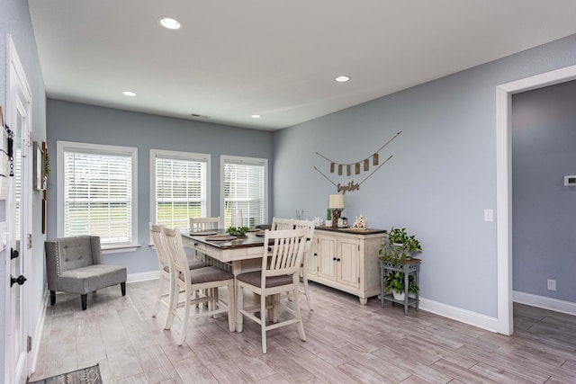 dining area featuring light hardwood / wood-style flooring