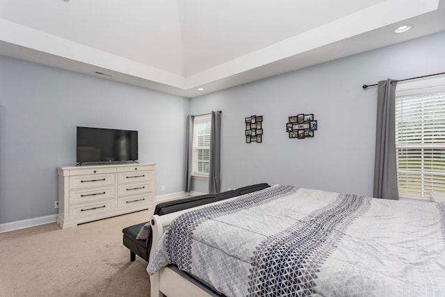 carpeted bedroom with multiple windows