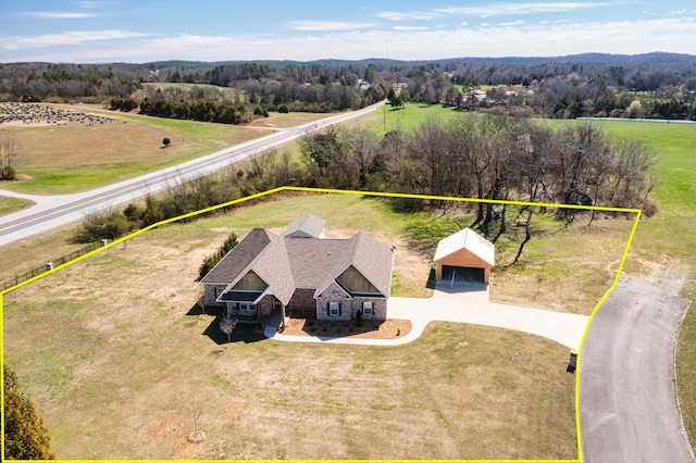 drone / aerial view featuring a rural view