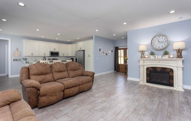 living room featuring light hardwood / wood-style floors