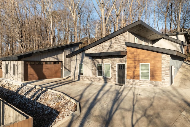 exterior space featuring a garage