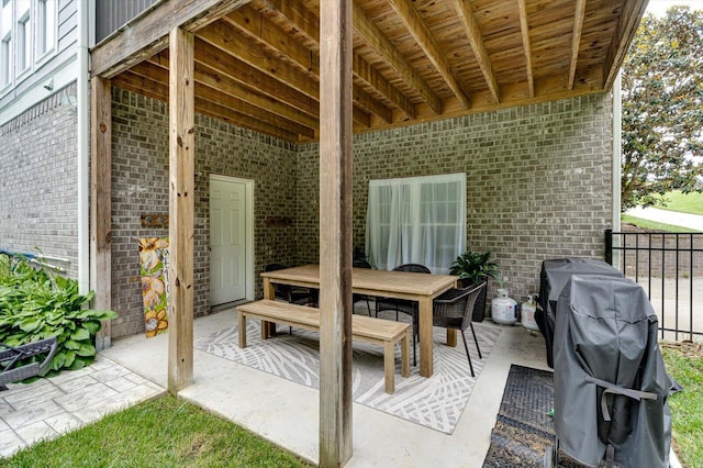 view of patio with a grill