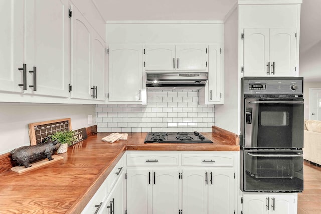 547 Van Davis Rd NW, Georgetown, TN 37336 - kitchen featuring black appliances, white cabinets, and tasteful backsplash