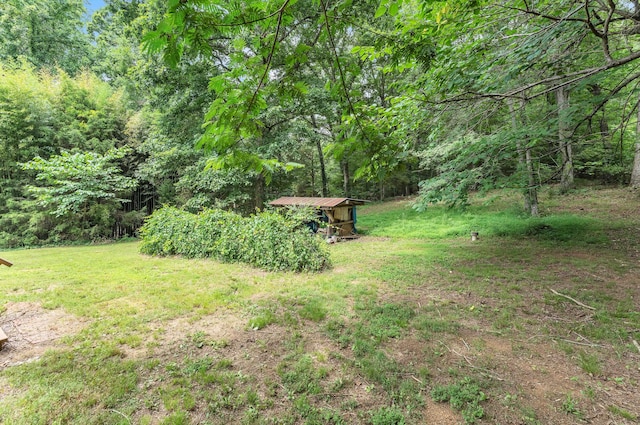 547 Van Davis Rd NW, Georgetown, TN 37336 - view of grassy yard featuring a wooded view and an outdoor structure