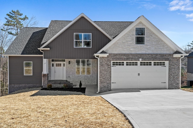 craftsman inspired home with a garage