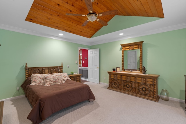 681 Pinhook Rd, Calhoun, TN 37309 - bedroom featuring carpet flooring, wooden ceiling, recessed lighting, baseboards, and lofted ceiling