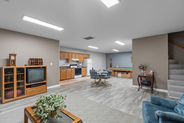 681 Pinhook Rd, Calhoun, TN 37309 - living area with pool table, light wood-type flooring, and stairway