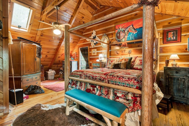 362 River Run Rd, Calhoun, TN 37309 - bedroom with vaulted ceiling, wood ceiling, wood walls, and wood-type flooring