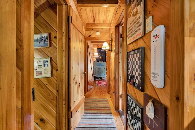 362 River Run Rd, Calhoun, TN 37309 - hall with wooden walls and light wood finished floors