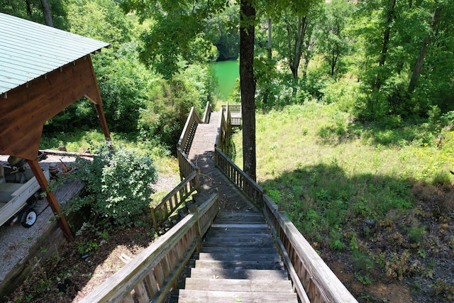 362 River Run Rd, Calhoun, TN 37309 - view of yard featuring stairway and a water view