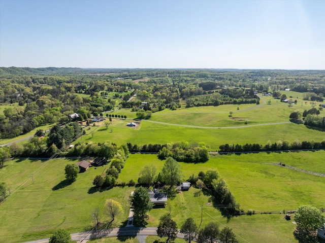 birds eye view of property featuring a rural view