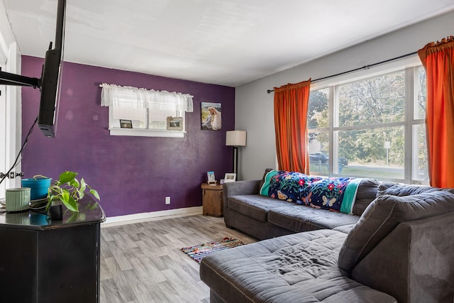 living room with light wood-type flooring