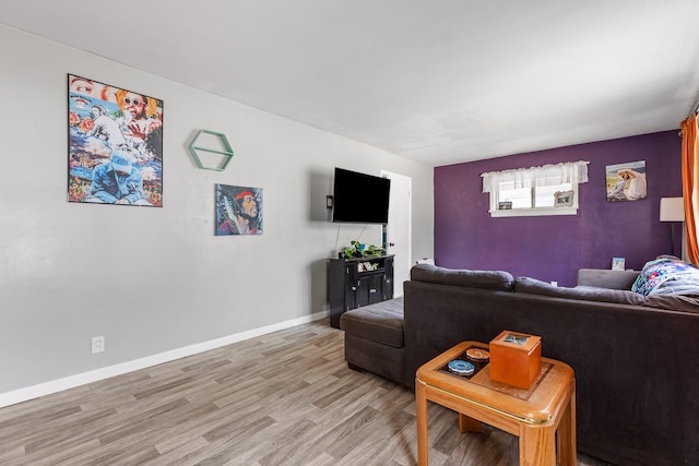 living room featuring light wood-type flooring