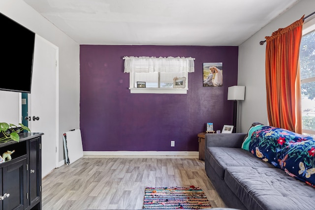 living room with light hardwood / wood-style floors